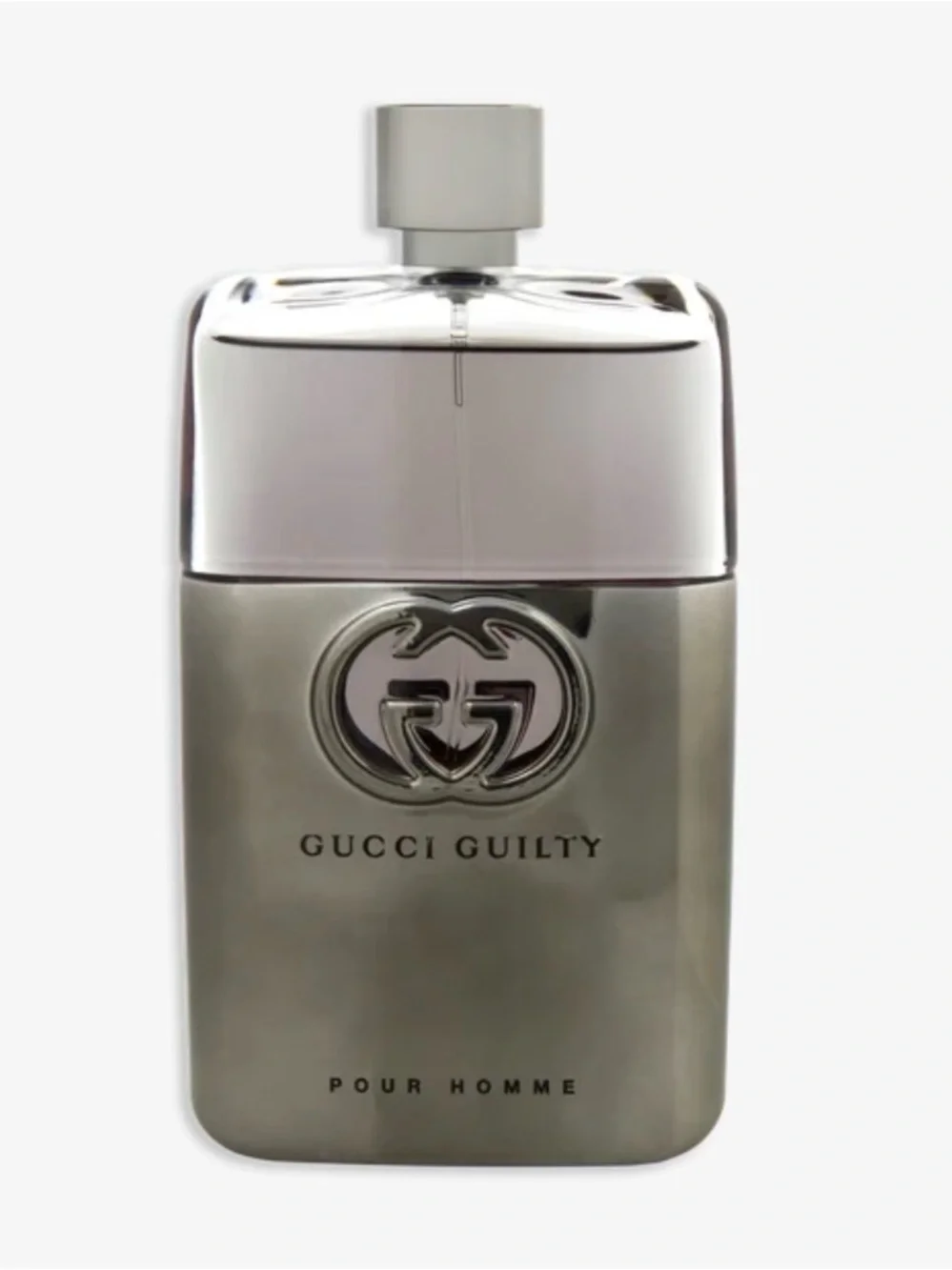 Gucci Metallic Silver and Black Guilty Pour Homme Bottle